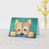 KiniArt Steinhaufen-Terrier-Hundekunst Karte (Gelbe Blume)