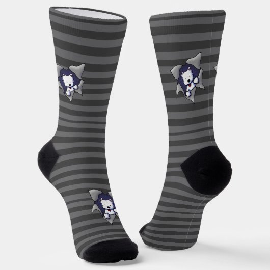 KiniArt Striped Westie BLAST Socken (Gewinkelt)