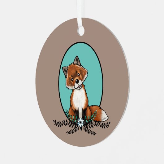 KiniArt Sweet Fox Ornament Aus Metall (Vorderseite links)
