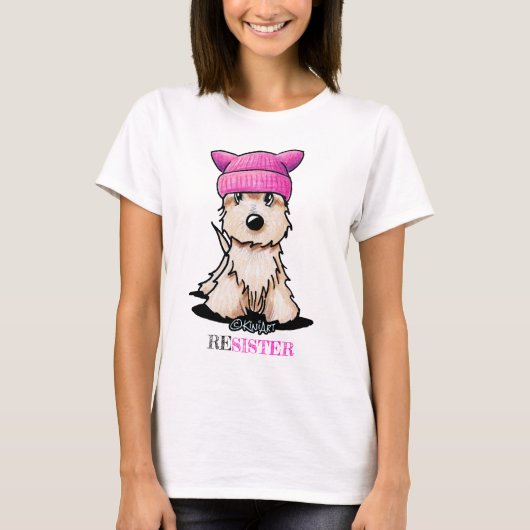 KiniArt Terrier rosa Hut T-Shirt (Vorderseite)