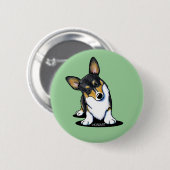 KiniArt Tri Curious Corgi Button (Vorne & Hinten)