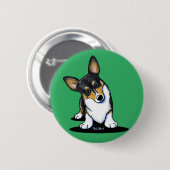 KiniArt Tri Curious Corgi Button (Vorne & Hinten)