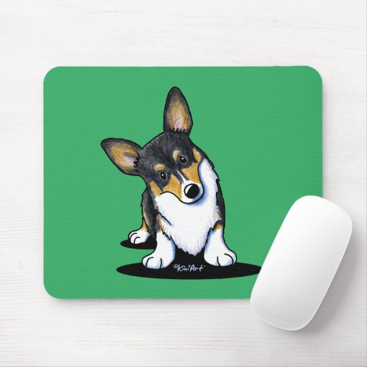 KiniArt Tri Curious Corgi Mousepad (Mit Mouse)
