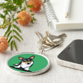 KiniArt Tri Curious Corgi Schlüsselanhänger (Seite)