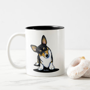 KiniArt Tri Curious Corgi Zweifarbige Tasse