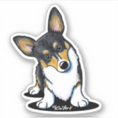 KiniArt Tricolor Corgi Aufkleber (Vorderseite)