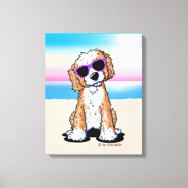 KiniArt Tuxedo Doodle Dog Beach Leinwanddruck