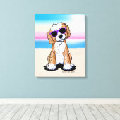 KiniArt Tuxedo Doodle Dog Beach Leinwanddruck (Insitu (Holzboden))