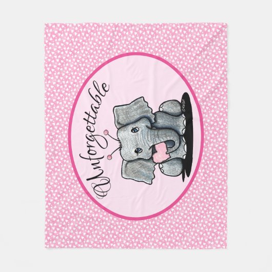 KiniArt Valentine Elephant Fleece Blanket (Vorderseite)