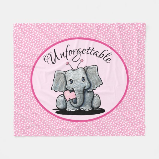 KiniArt Valentine Elephant Fleece Blanket (Vorderseite (Horizontal))