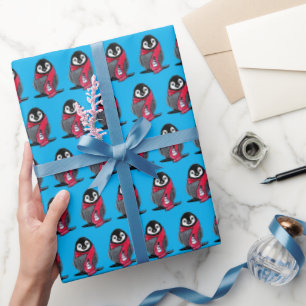 KiniArt Weihnachts-Pinguin-Umschlagpapier Geschenkpapier