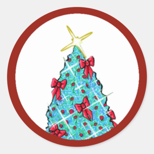 KiniArt Weihnachtsbaum Runder Aufkleber (Vorderseite)