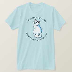 KiniArt Weiße Katze Liebhaber T-Shirt