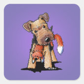 KiniArt Welsh Terrier Square Sticker (Vorderseite)