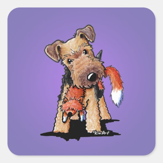 KiniArt Welsh Terrier Square Sticker (Vorderseite)