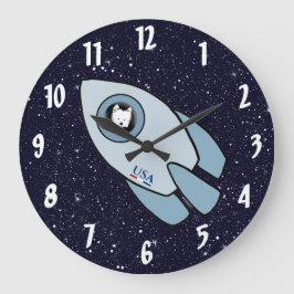 KiniArt Weltraumrakete Große Wanduhr