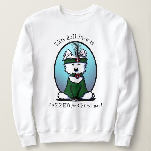 KiniArt Westie 1920er Weihnachten Sweatshirt (Design vorne)