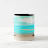 KiniArt ™️ Westie Beach Blossom Zweifarbige Tasse (Mittel)