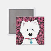 KiniArt Westie Blumenbilder Magnet (Vorderseite/Rückseite)