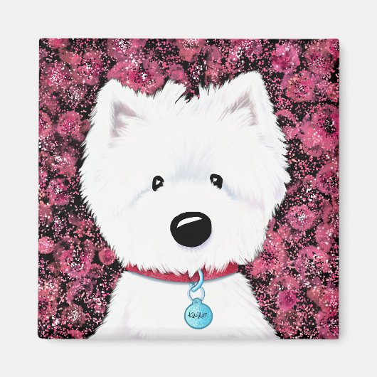 KiniArt Westie Blumenbilder Magnet (Vorne)