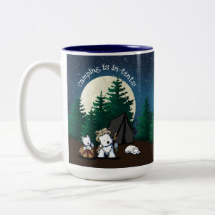 KiniArt Westie Camping Zweifarben-Kaffeetasse Zweifarbige Tasse