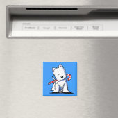 KiniArt Westie Candy Cane Blue Magnet (In Situ (Geschirrspüler))