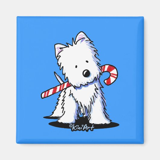 KiniArt Westie Candy Cane Süsse Magnet (Vorne)