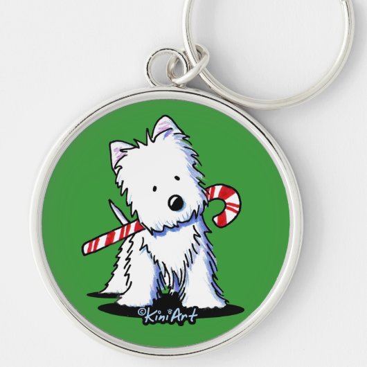 KiniArt Westie Candy Cane Süsse Schlüsselkette Schlüsselanhänger (Vorne)