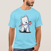 KiniArt Westie Candy Cane Süsse T-Shirt (Vorderseite)