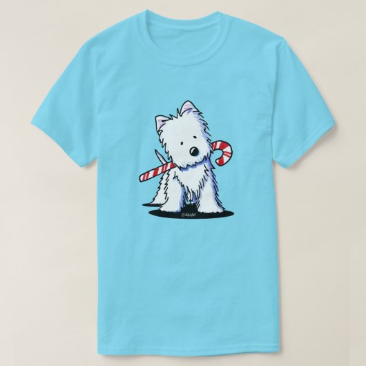 KiniArt Westie Candy Cane Süsse T-Shirt (Design vorne)