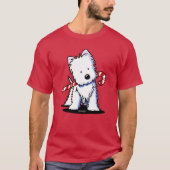 KiniArt Westie Candy Cane Süsse T-Shirt (Vorderseite)