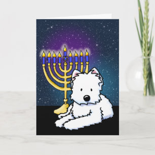 KiniArt Westie Chanukka-Menora-Karte Karte
