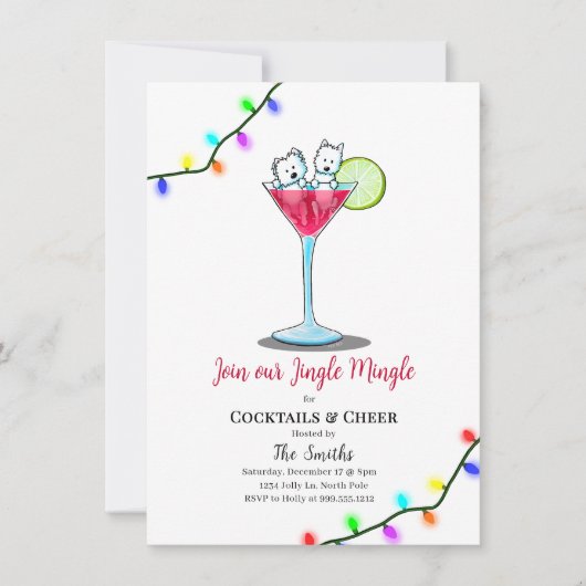 KiniArt Westie Christmas Party Invitations (Vorderseite)
