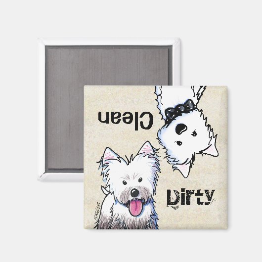 KiniArt Westie Clean Dirty Geschirrspüler Magnet (Vorderseite/Rückseite)