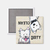 KiniArt Westie Clean Dirty Geschirrspüler Magnet (Vorderseite/Rückseite)