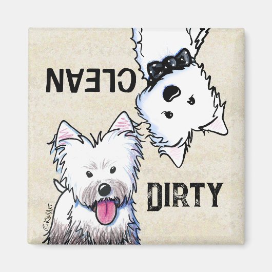 KiniArt Westie Clean Dirty Geschirrspüler Magnet (Vorne)