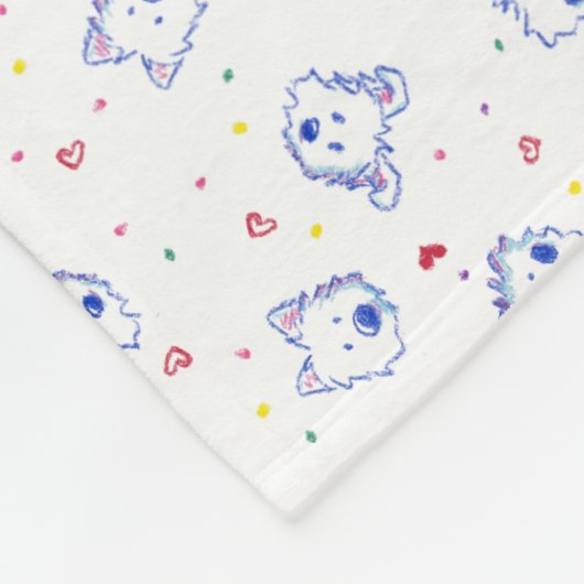 KiniArt Westie Crayon Süssen Fleece Blanket (Ecke)