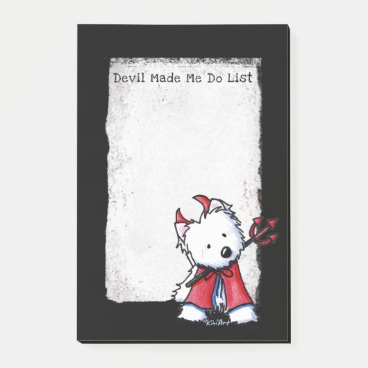KiniArt Westie Devil Post-It Notes Klebezettel (Vorderseite)