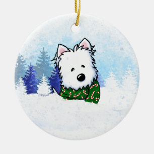 KiniArt Westie Dog Weihnachten Keramik Ornament