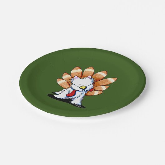 KiniArt Westie Erntedank Paper Tellers Pappteller (Schrägansicht)