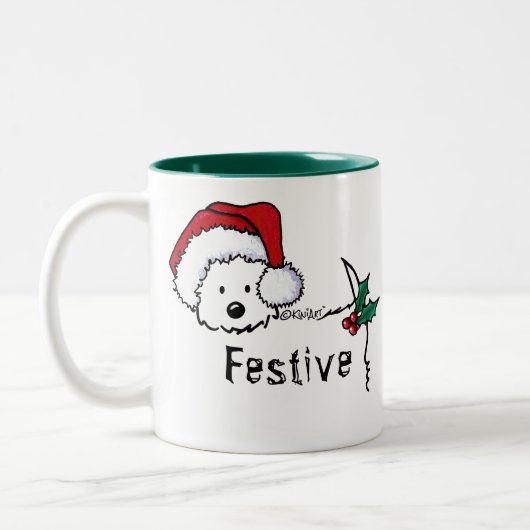 KiniArt Westie Festliche Weihnachtsfeier Tasse (Links)