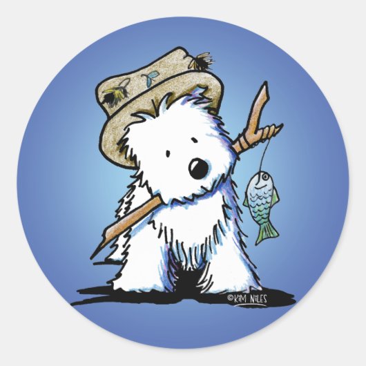 KiniArt Westie Fisherman Stickers (Vorderseite)