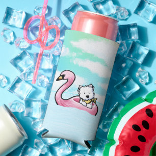 KiniArt Westie Flamingo Schwimmkühler Selters Dosenkühler