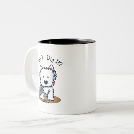 KiniArt Westie Garden Helper Dog Zweifarbige Tasse (Vorderseite Links)