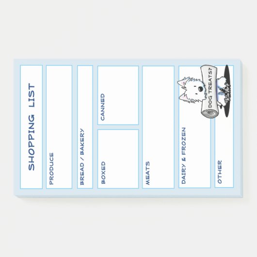 KiniArt Westie Grocery List Postit Post-it Klebezettel (Vorderseite)