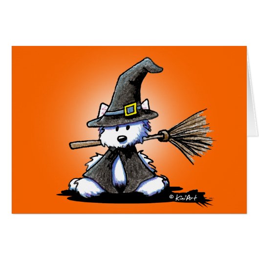 KiniArt Westie Hexenkarte Halloween (Vorderseite (Horizontal))