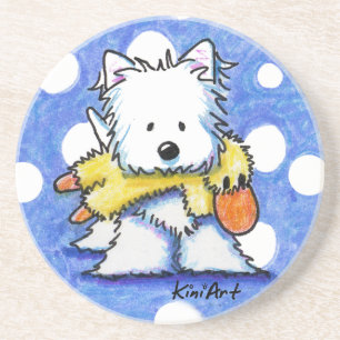 KiniArt Westie Hund- und Entenspielzeug-Untersetze Sandstein Untersetzer