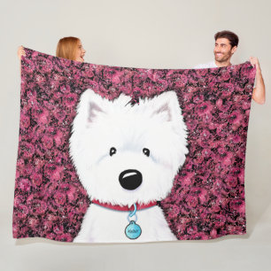KiniArt Westie Impressionen Blumenfleece Blanket Fleecedecke