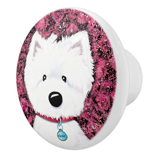 KiniArt Westie Impressions Floral Keramikknauf (Rechts)