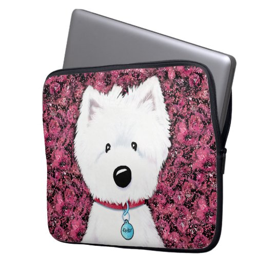 KiniArt Westie Impressions Floral Laptopschutzhülle (Vorderseite Links)